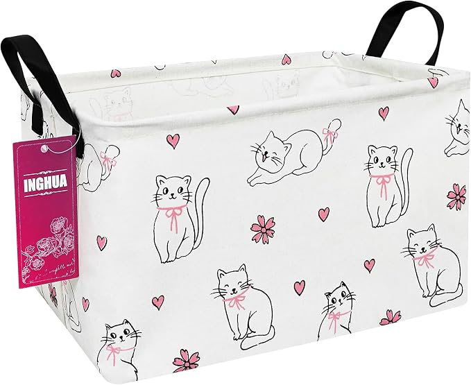 Rectangular Love cat Storage Basket | Gifts Bag for Toys,Books,Clothes,Gifts,Pets-Perfect for Home,Office,Nursery,Dorm,Shelf