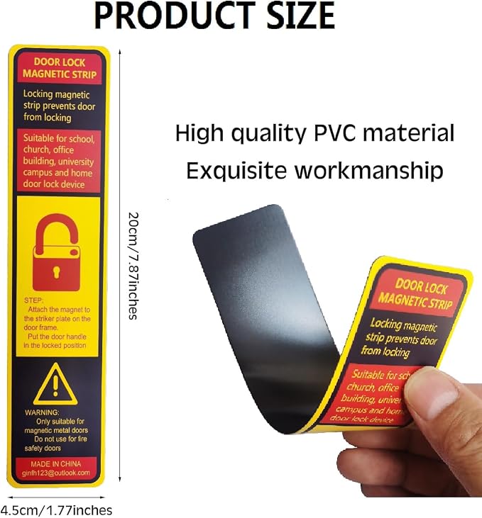 60 Pack Lockdown Magnetic Strips for School Office Public Business District Lockdowns Rapid Lockdown Magnet Strongest Lockdown Magnet 0.8mmThick (Yellow, Printed Version)