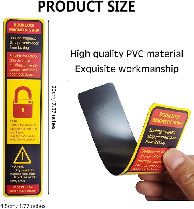 YnFag 6 Pack Magnetic Lockdown Strips for Iron Door Frames High-Density Magnet Security Devices for School & Office Effective & Easy Solution for Emergency Lockdowns (Yellow)