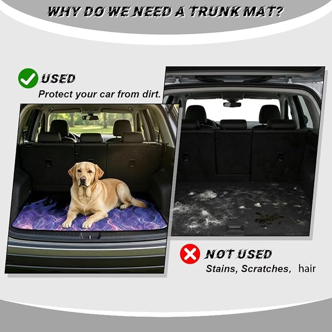 Howilath Purple Flame Car Trunk Mat 29"x39" All Weather Cargo Liner Non-Slip Rear Trunk Protection for SUV Sedan Truck