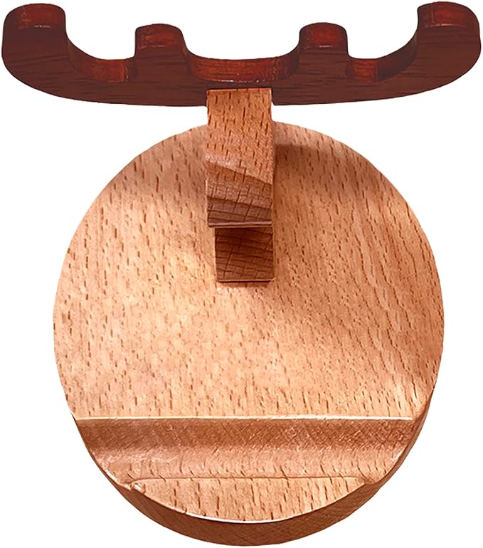 Cell Phone Tablet Wood Stand Dock Holder Cradle Mount Organizer Charger Station NightStand Table Desk Room Office School Kitchen Non-Slip Wooden (Deer)