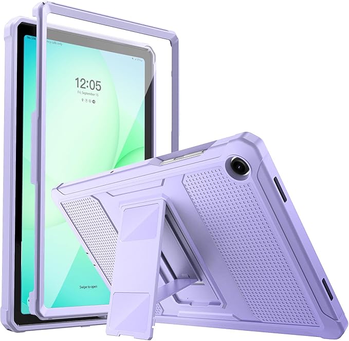 MoKo Shockproof Case Fit Samsung Galaxy Tab A11+ Plus/ A9+ 11 Inch | Full Body Rugged Stand Back Cover with Built-in Screen Protector for Galaxy Tab A11+/ A9+ Tablet, Taro Purple
