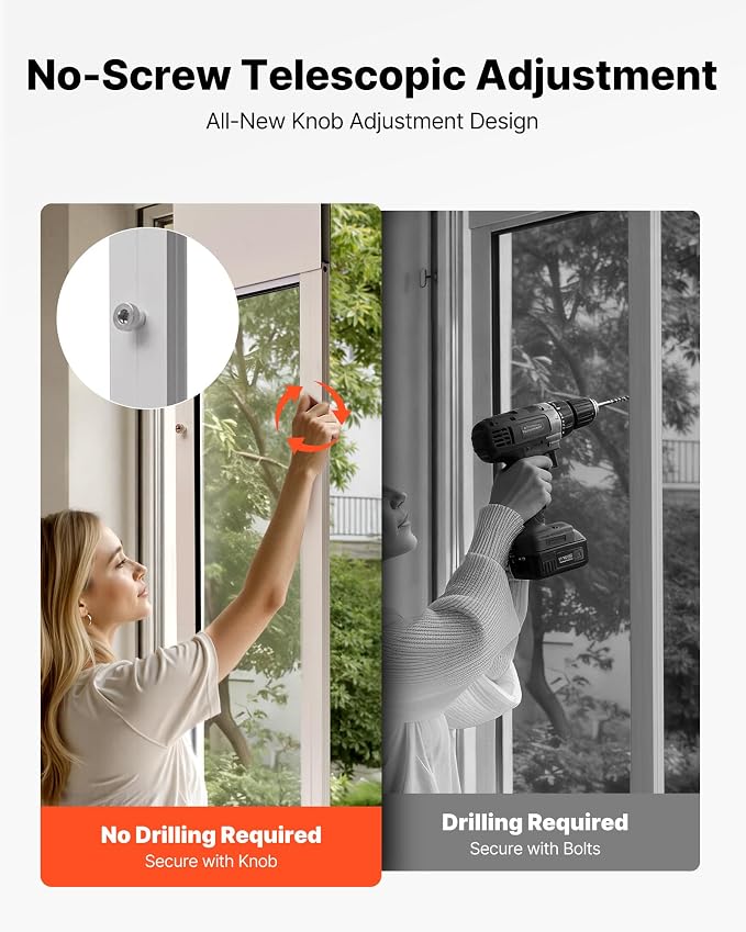 VEVOR Dog Door for Sliding Glass Door, 91 to 96 in Adjustable Height, Aluminum Alloy Frame with Metal Rotating Hinges, Lock Design, 8 1/4 x 12 1/4 in Flap, Sliding Glass Pet Door for Renters | For Small Dogs and Pets, 91 to 96 in Adjustable Height, Alu...