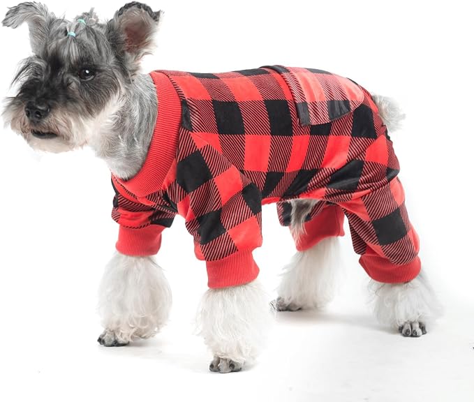PUPTECK Soft Fleece Dog Pajamas for Small Medium Dogs, Dog Onesie Puppy Sweaters Clothes Jumpsuit Pjs, Cute Jammies Cat Coat Pet Costume Apparel