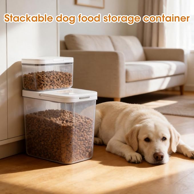 TBMax Dog Cat Food Storage Container 12Lbs with Airtight Flip-up Lid, Large Pet Food Dog Treat Container with Scoop, Airtight Food Storage Bin for Kitchen Organization