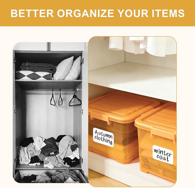 160 Pcs Labels for Storage Bins, Removable Labels for Storage Bins, Tear Resistant No Residue Storage Bin Label, Matte White Blank Box Label for School, Home, Business,three sizes