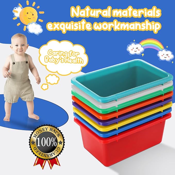 16-Pack Colorful Classroom Storage Bins, Plastic Cubby Book Bins for Classroom Organization, Book & Toy Storage Organizer, Perfect for Classroom Library, Shelves, STEM Centers, Daycare & Homeschool