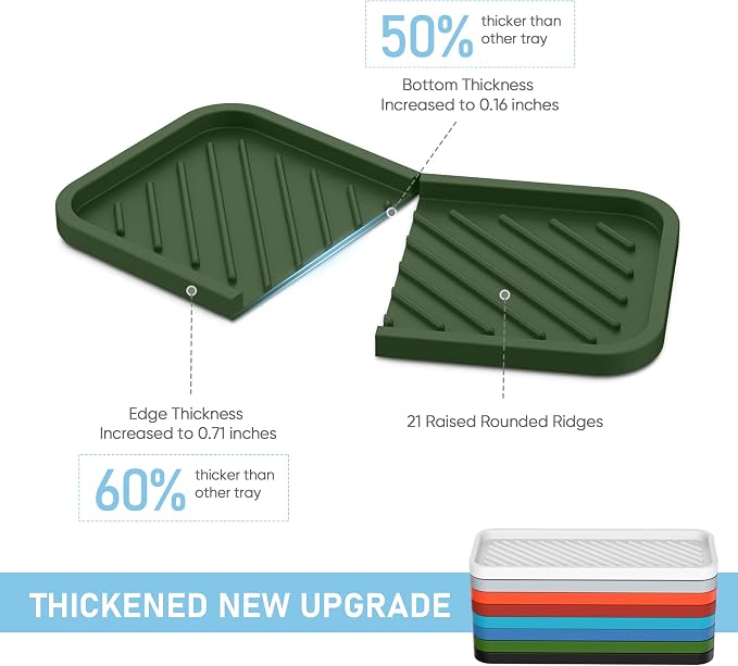 Silicone Sponge Holder-Large Thick Durable 10" Sink Organizer Tray-Kitchen