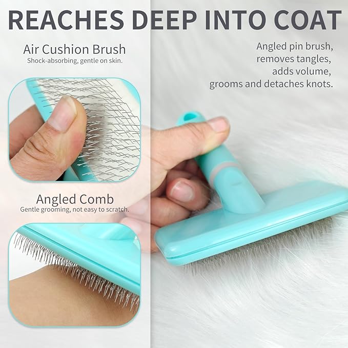 135° Angle Pet Slicker Brush, Ergonomic Handle, Gentle Deshedding & Detangling Brush for Dogs and Cats, Suitable for All Coat Types (Lilac purple)
