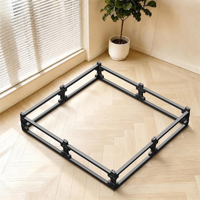 Dog Playpen, Expandable & Stackable Acrylic Dog Play Pen, FlexiSpace Adjustable Clear Dog Enclosure Indoors, Transparent Dog Fence for Dogs Cats Rabbits Small Animals (Black, 10", 8 Panels)