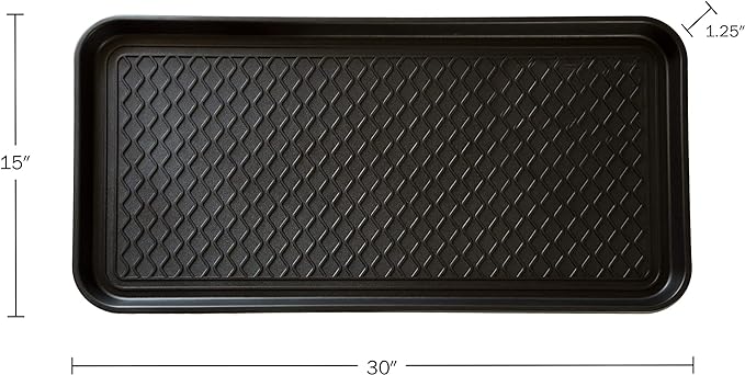 Stalwart 75-ST6012 All Weather Boot Tray-Water Resistant Plastic Utility Shoe Mat for Indoor and Outdoor Use in All Seasons (Black), Large