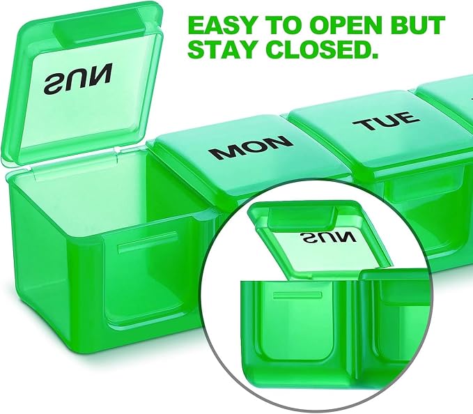 Pill Organizer 7-Day Weekly Pill Organizer | Portable Medicine, Daily Pill Cases for Pills/Vitamin/Fish Oil/Supplements