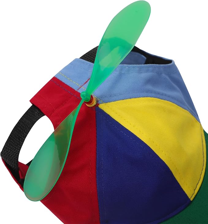 Pet Propeller Hat - Colorful Rainbow Helicopter Hat, Adjustable Cute Baseball Cap with Removable Propeller for Small Medium Dogs & Cats (Sizes S/L)