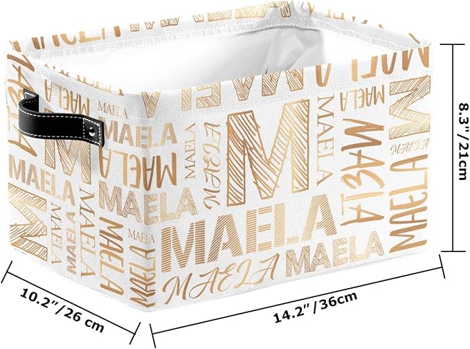 Foldable Personalized Storage Box for Boys Girls with Name Waterproof Kids Custom Storage Bin Baskets Cube Boxes Organizer with Handles for Organizing Shelf Closet, 1 Pack