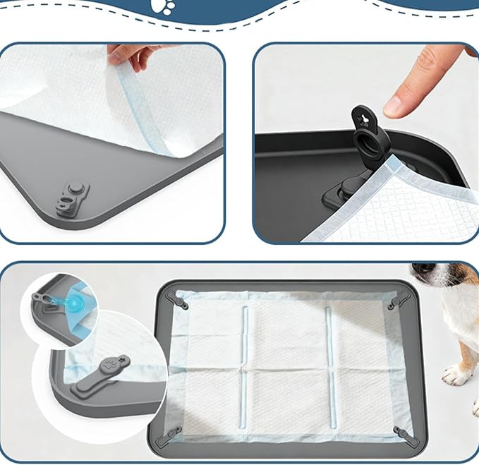 Pee Pad Holder - Silicone Tray, Spillproof Non Slip Pet Training Accessory