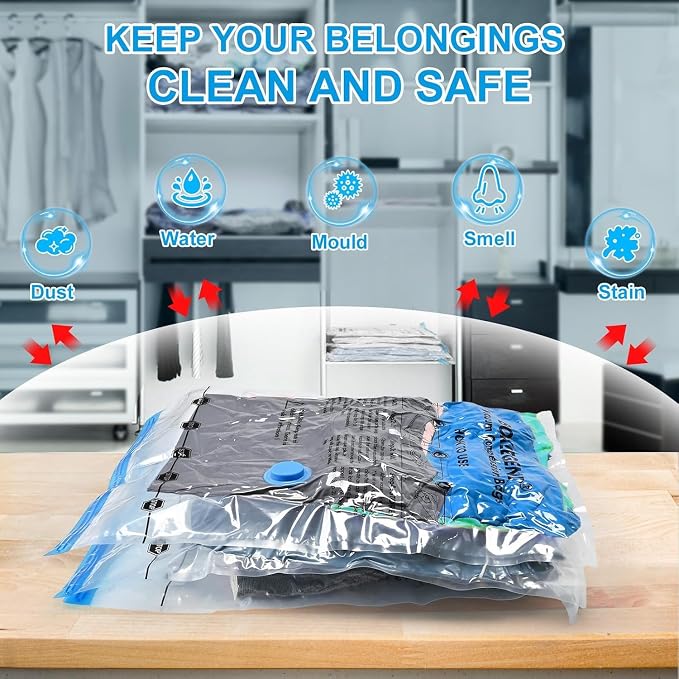 BoxLegend 16 Pack Vacuum Storage Bags with 1200mAh USB Electric Pump - M/S/XS/XXS 4 Sizes Thickened Waterproof Vacuum Seal Bags for Clothing, Travel, Moving & Closet Organization - Save 70% Space