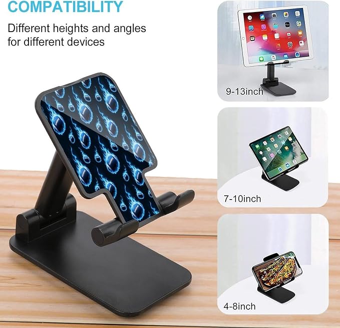 Desktop Adjustable American Football Blue Flame Fire Cell Phone Stand