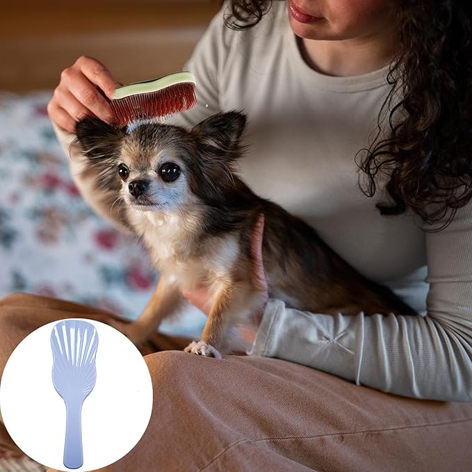 Soft Bristle Puppy Brush for Small Dogs - Gentle Grooming Brush for Shih Tzu, Yorkie, Maltese & Maltipoo. Effective Dog Hair Remover for Tangles & Shedding (Purple)