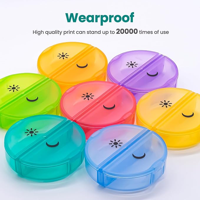 Sukuos Large Weekly Pill Organizer 2 Times a Day, Daily Pill Box 7 Day Easy to Open with Double Protection, AM PM Pill Case for Medicine/Vitamin/Fish Oil/Supplements