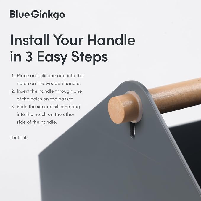 BLUE GINKGO Storage Basket, Large 10.5L, Grey, Made in Korea | Portable. Spacious Storage Bin. Everyday Organization.