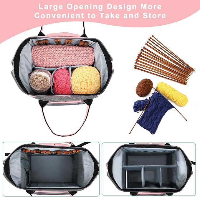 crochet bag,knitting bagBackpack and Tote Bag Storage Bag ，Large capacityYarn Storage Organizer Travel Crochet Bag Women Carrying Crochet Accessories Knitting Needles Crochet