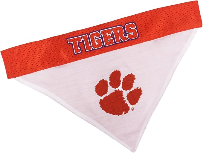 Pets First Collegiate Pet Accessories, Reversible Bandana, Clemson Tigers Size Large/X-Large