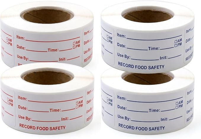 Food Storage Labels, 1000Pcs 2 Rolls, Small Self Adhesive | Removable water-resistant freezer stickers and date tags for kitchen organization, canning and food prep.