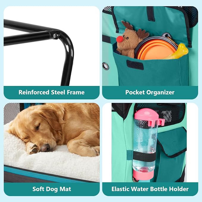 Ownpets Collapsible Dog Crate, 42 inch Portable Travel Dog Crate for Large Dogs, 4-Door Foldable Pet Kennel with Durable Mesh Windows & Soft Mat | Foldable, Portable, 4-Doors, 4-Side Mesh Windows, Steel Frame Oxford Cloth, Soft Cushion Mat, Leash, Easy...