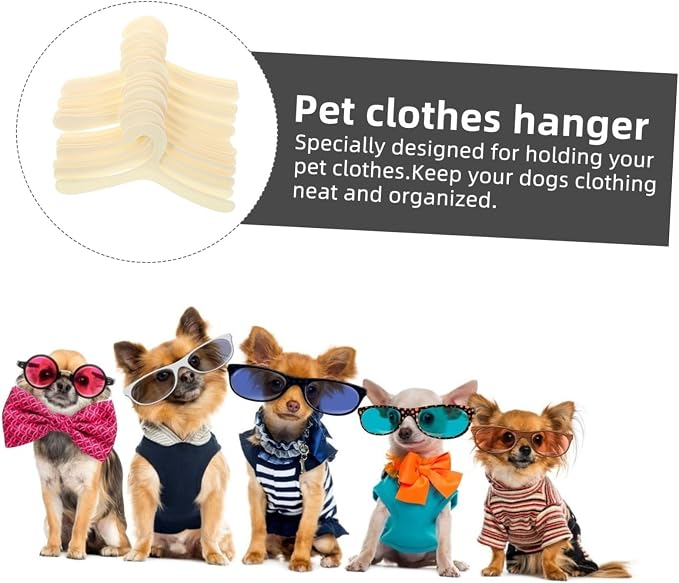 GANAZONO 20Pcs Pet Clothing Hangers Durable Plastic Puppy Apparel Organizers Portable Pet Clothes Rack for Neat and Organized Storage for Dogs