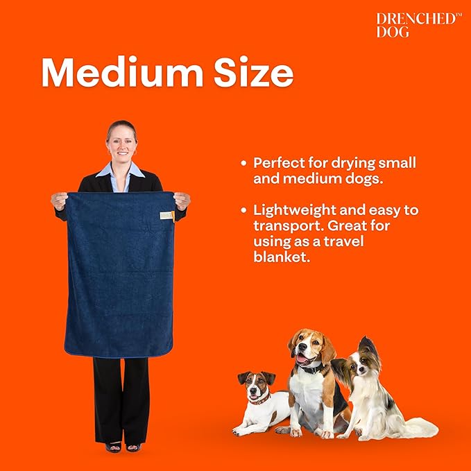 Bath Towel for Small & Medium Dogs – Ultra-Absorbent Microfiber Dog Drying Towel | Quick Dry After Baths, Swims & Rainy Walks | 32 x 21.6 in