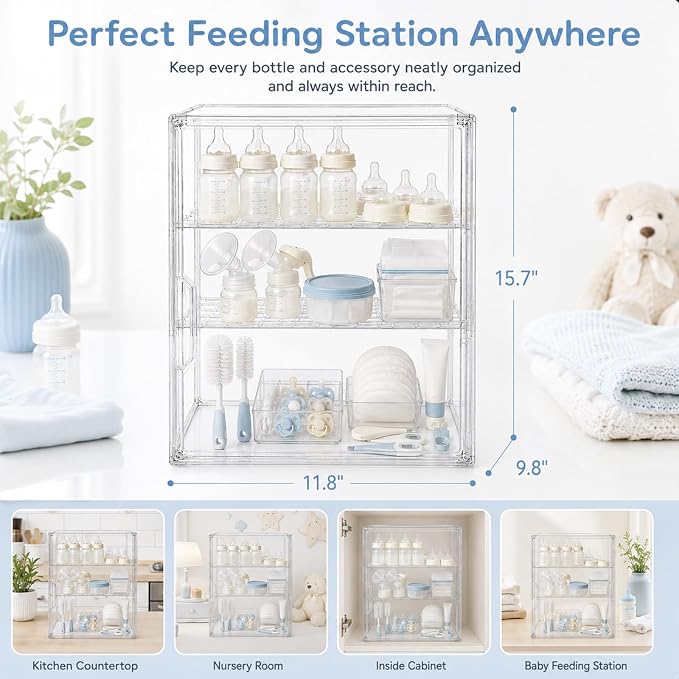 YESGIRL 3-Tier Clear Baby Bottle Organizer