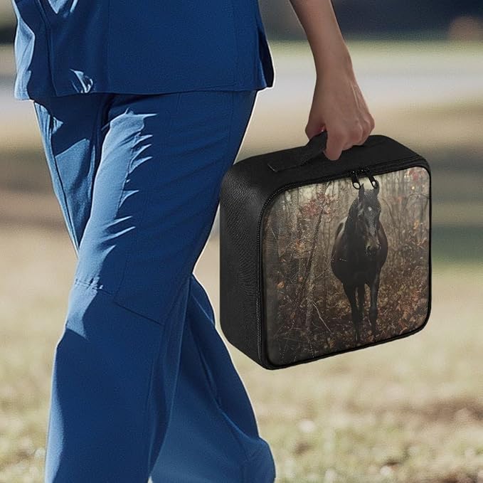 Rnyleeg Horse Hunting Empty First Aid Kit Organizer Large Capacity First Aid Bag with Handle Waste Resisitant Emergency Medical Kit for Home