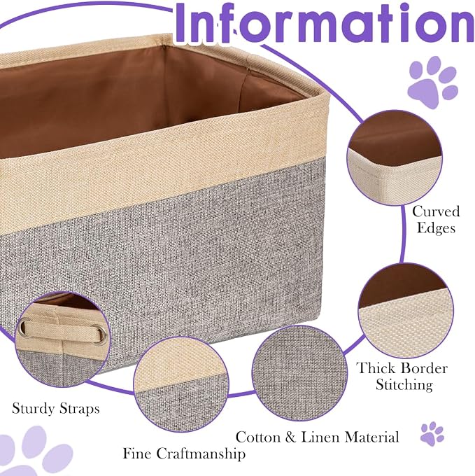 Ulico Collapsible Pet Storage Organizer, Personalized Dog Toy Bin with Handles - Custom Pet's Name Gift, Gray