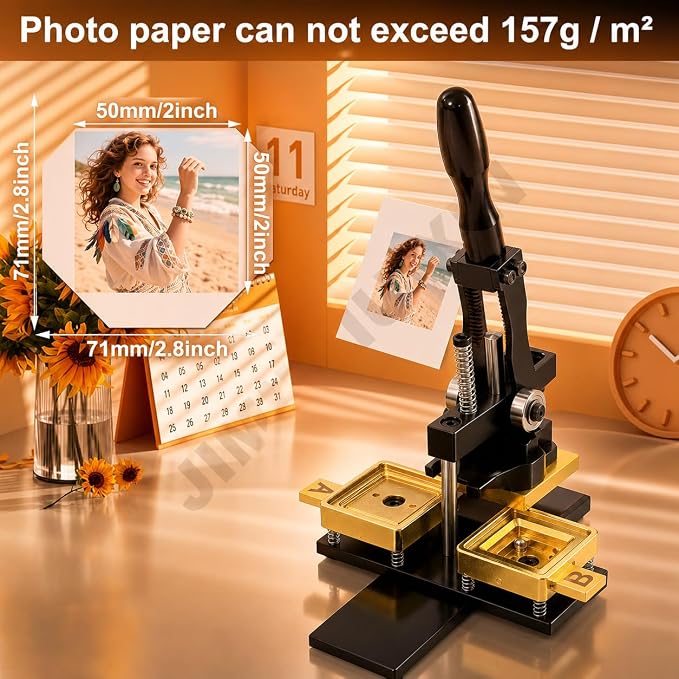 2x2 Inch Square Fridge Magnet Maker Machine Kit- [100Pcs Consumables +100 Sheets Photo Paper, Cutter & Cutting Board] Upgraded Black Gold Square Magnet Maker | Photo Magnet Making kit