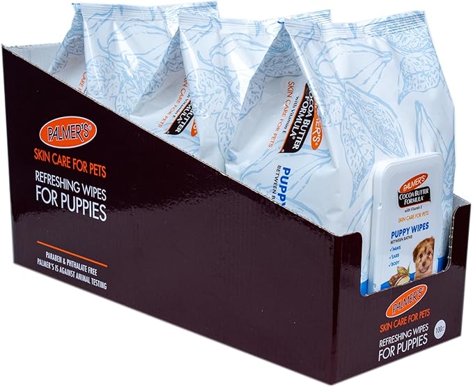 Palmer’s for Pets Cocoa Butter Formula Puppy Wipes for Dogs - Paraben and Phthalate Free Grooming Towelettes with Vitamin E for Between Bath Cleaning and Freshening, 100 Count