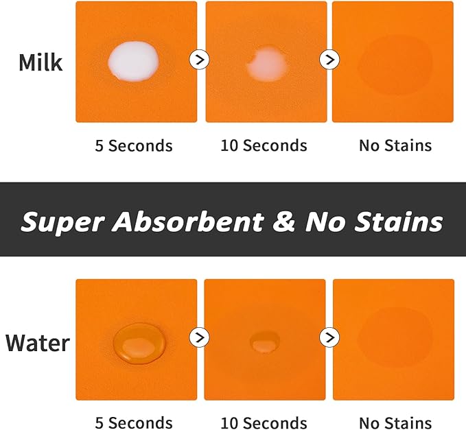 HotLive Dog Food Mat - Absorbent Cat Mat for Food and Water, No Stains Pet Feeding Bowl Mat, Easy to Clean Pet Placemats, Quick Dry Dog Water Dispenser Mat for Messy Drinkers | Orange 18"x34"