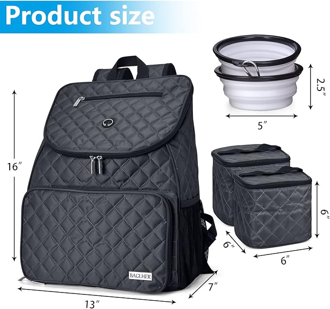 BAGLHER 丨Dog Travel Bag,Airline Approved Pet Supplies Backpack, Dog Travel Backpack with 2 Silicone Collapsible Bowls and 2 Food Baskets.