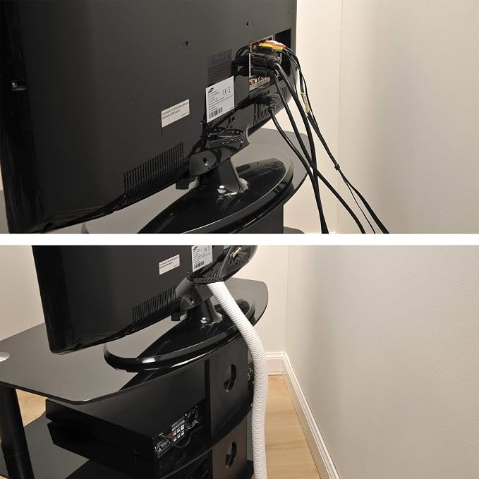 D-Line Large White Cable Management Box and D-Line White Cable Tube Bundle