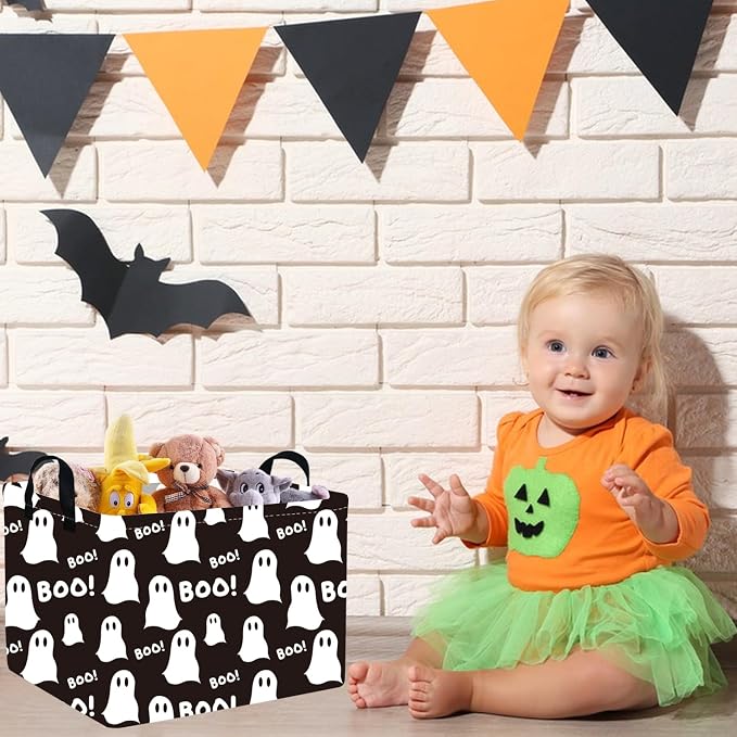 Halloween Boo Horror basket,Empty Halloween basket,Horror and thriller decor,Trick or Treat Box for Boys and Girls,Horror decor(Boo Ghost)