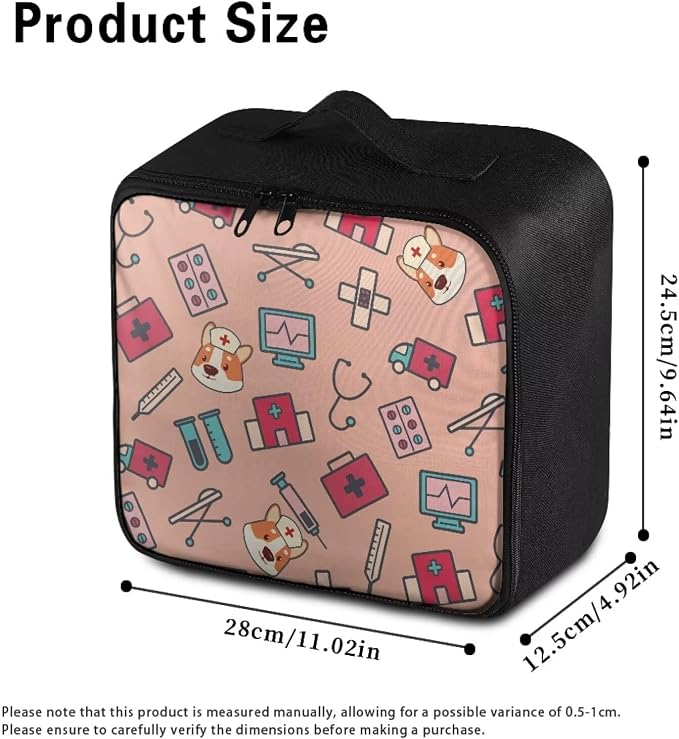First Aid Bag Empty Pet Corgi Nurse Medical Bag Empty Medium Travel Medical Supplies Organizer Bag Portable Kit for Traveling Car Home School Kids Student College Dorm