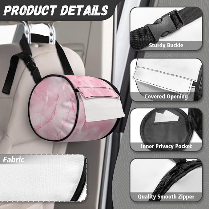 Pink Marble Wall Mounted Toilet Paper Holder Moisture Resistant Portable Tissue Roll Paper Holder Hanging Bathroom Tissue Towel Roll Holder 6.3 * 6.3 * 6.3 Inch