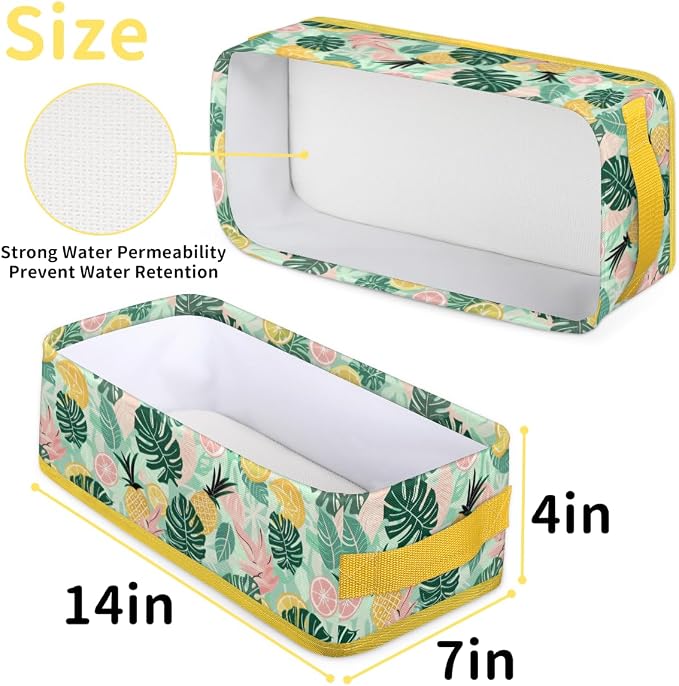 Lemon Pineapple Summer Bathroom Storage Basket, Foldable with Handle Open Countertop Paper Towel Decorative Box, Toilet Tank Top Shelf Baskets for Home Closet Bedroom Living Room Office