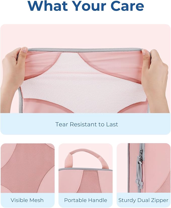 Bagsmart Compression Packing Cubes, Travel Bag Cruise Ship Essentials | Lightweight, Compressible Suitcase Organizer Set fit Standard Carry-On & Checked Luggage, 6 Set, 14 Set Washable Packing Bags