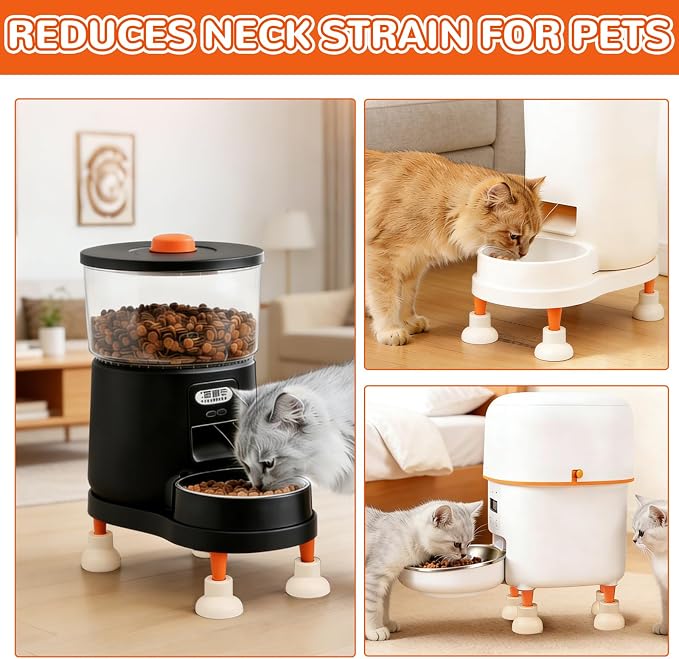 Automatic Cat Feeder Stand, Non-Slip Elevated Holder for Cats/Puppies, 3.4 in Elevated Platform with 4 Adhesive Feet, No-Tool Install, Support for Automatic Cat Feeders & Pet Bowls, Fits Most Feeders