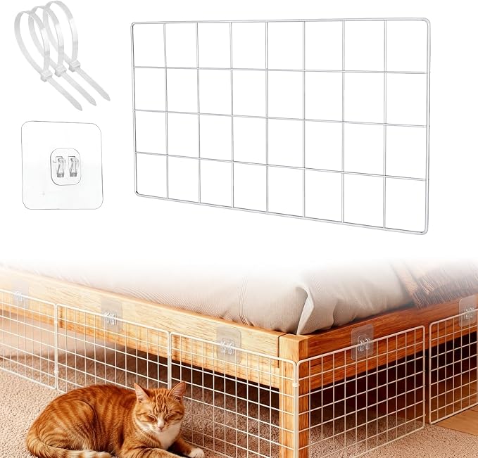 Sliner 12 Pack White Under Bed Blocker for Pets Metal Under Couch Blocker 16" L x 7.9" H Sofa Couch Barriers for Dogs Pets Cats Toys Items with 49 Accessories
