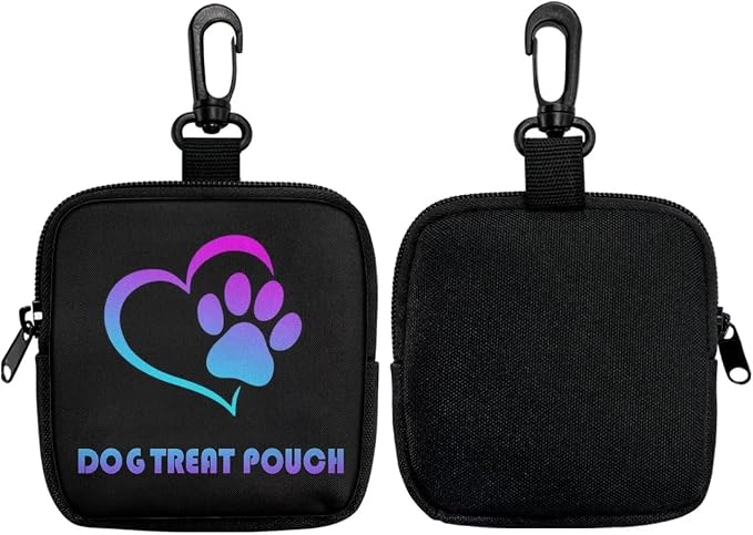 Dog Treat Pouch for Pet Walking and Training with Carabiner Zipper Design Small Dog Training Treat Bag Pack Holder for Puppy Snack Dispenser
