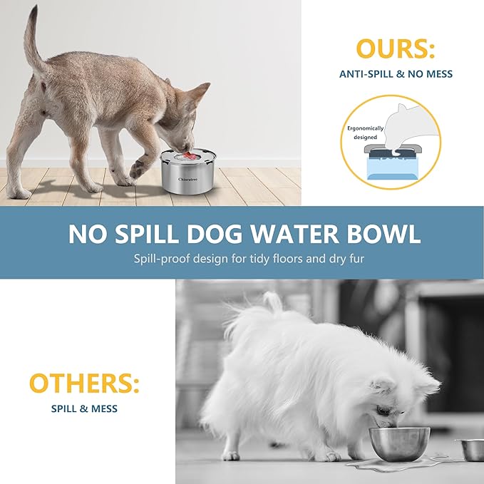 5.6L Dog Water Bowl No Spill 1.5Gal Large Stainless Steel Slow Water Bowl for Dogs, Spill Proof Dog Bowls, Slow Drinking Dog Water Feeder Dispenser with Anti-Slip for Sloppy Messy Drinkers