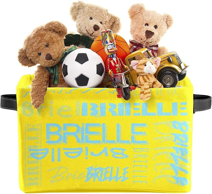Personalized Storage Bins with Name Custom Kids Storage Basket Cubes Organizer with Handles for Organizing Boys and Girls Toys Shelf Closet Nursery Baskets Boxes, 1 Pack