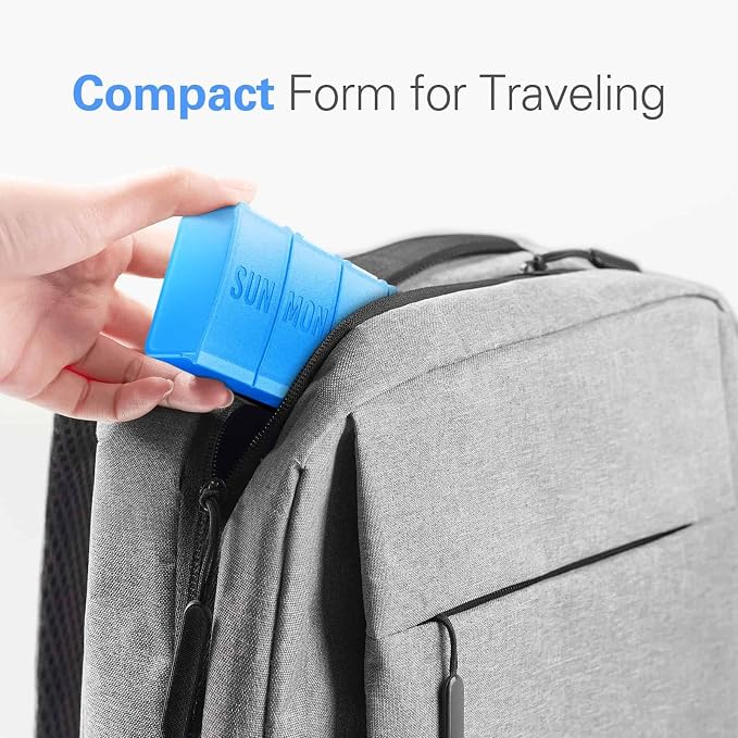 Barhon Pill Organizer Large, Weekly Pills Organizer Pill Box, Medicine Pill Organizer Travel, 7 Day Pill Case for Big Vitamin Supplements Fish Oil, Blue
