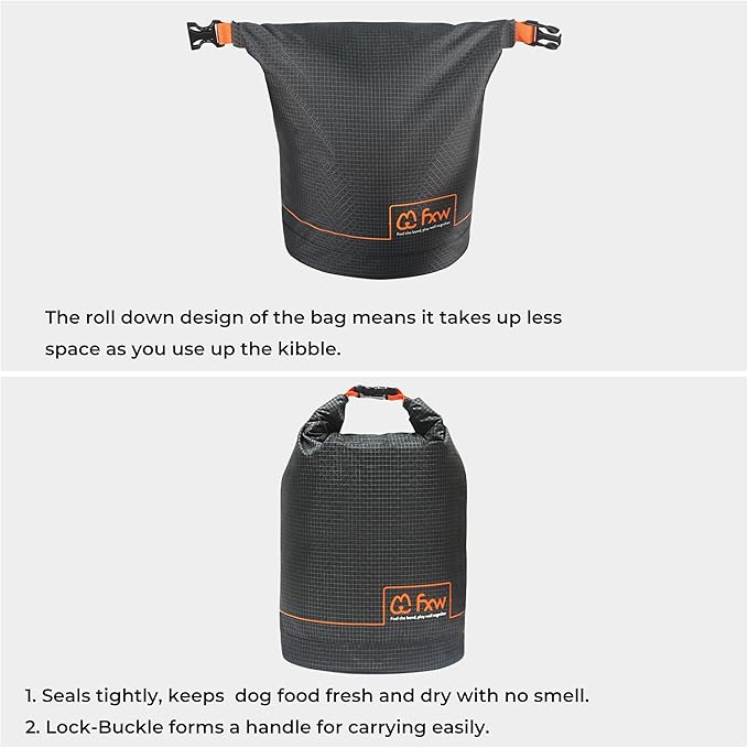 FXW Dog Food Travel Bag, Large Capacity for Travel Kibble Storage, 21 Cups | for RV Road Trips, Camping, Longterm Dog Boarding, Freshness Support, Odor Control, Easy Pouring
